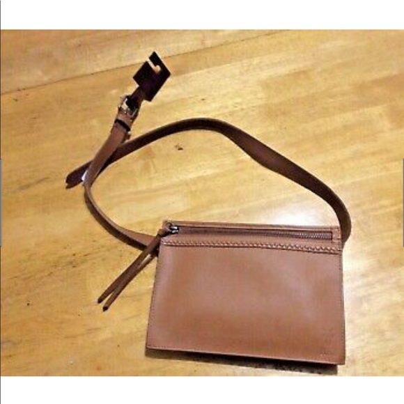 New $218 FRYE Tan Leather Braid BELT Remove BAG XL - Picture 3 of 13